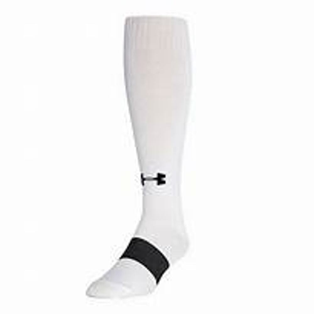 Under Armour Youth White Black OTC Nylon UA Logo Performance Soccer Socks L 1-4